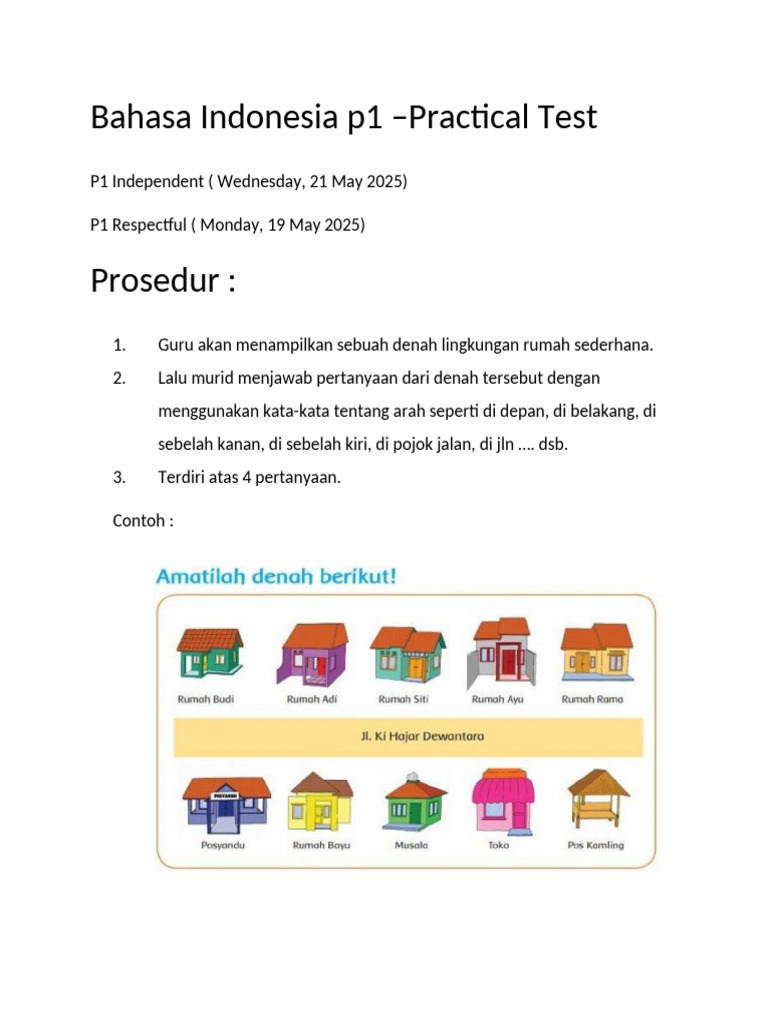 DT 4 Practical Test Math and Bahasa Indonesia | PDF