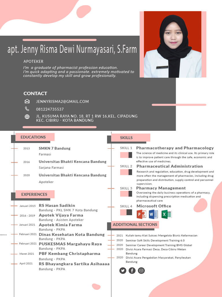 CV of Pharmacist Assistant Jenny Risma | PDF | Pharmacy | Therapy
