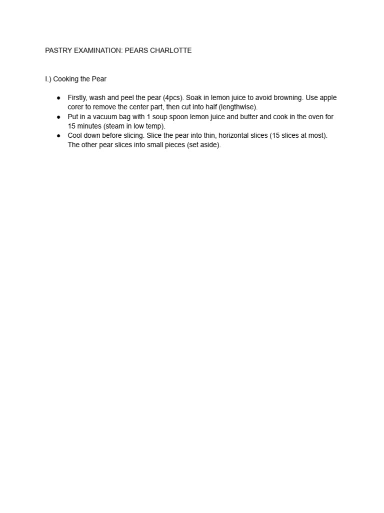 Pears Charlotte-Pastry Exam | PDF | Cakes | Egg White