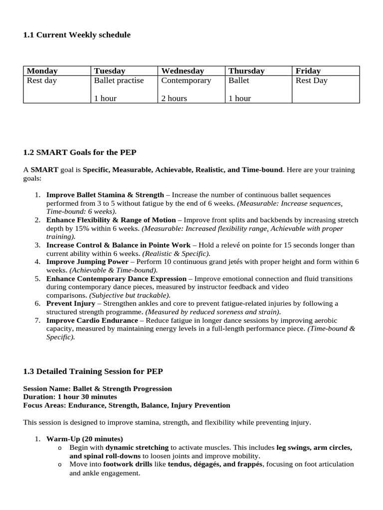 LO PEP Task | PDF | Pilates | Ballet