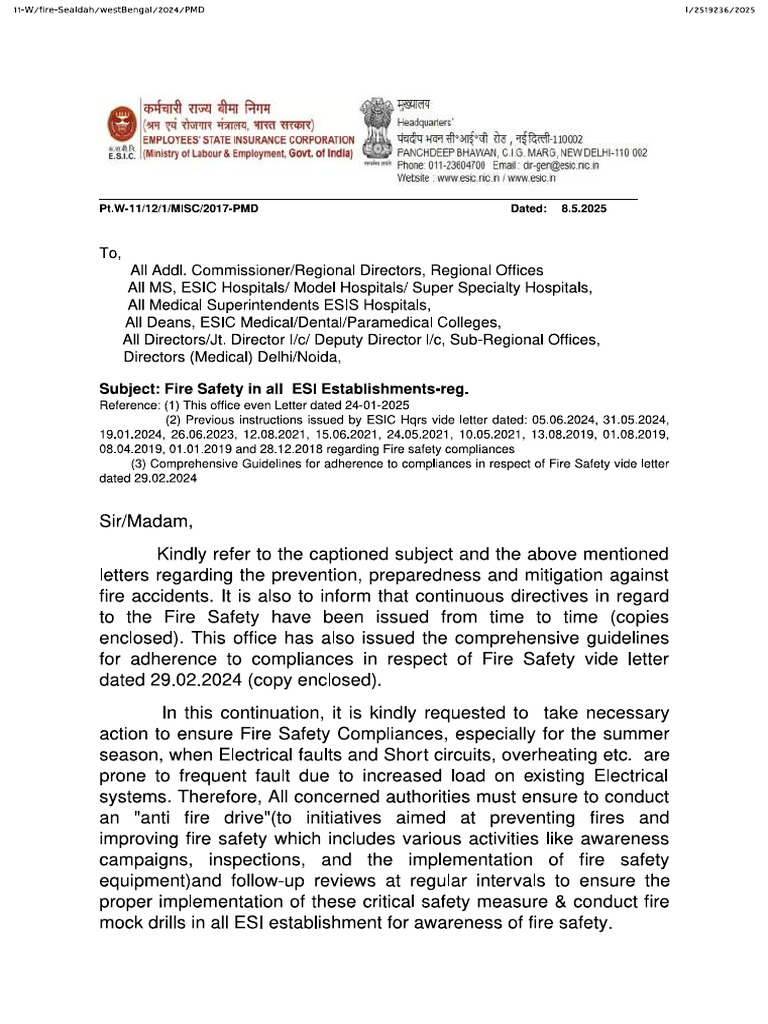 Fire Safety in All ESI Establishments-Reg | PDF