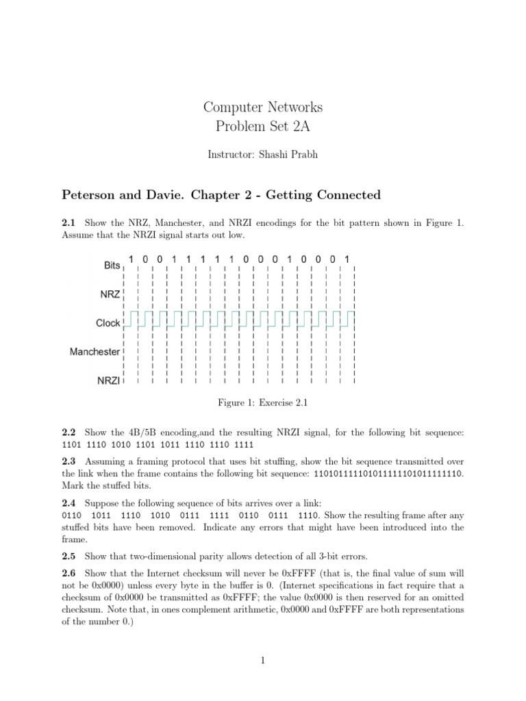 Computer Networks Problem Set 2A Solutions | PDF | Transmission Control ...