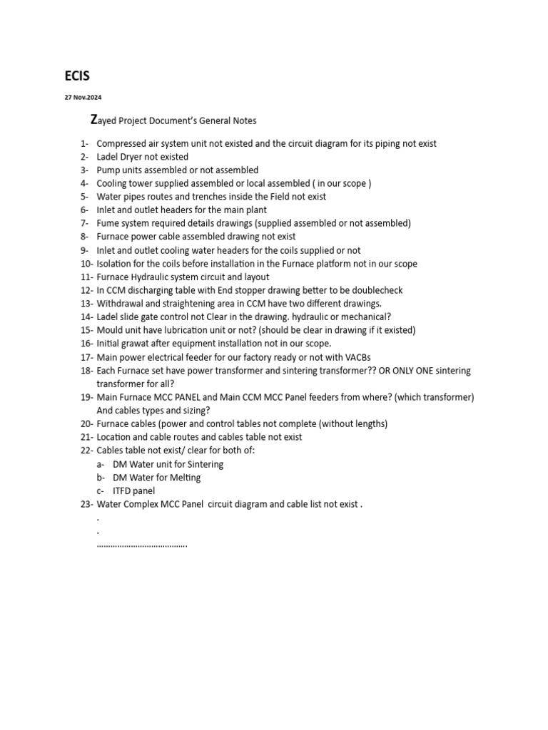 Zayed Project Document: General Notes | PDF