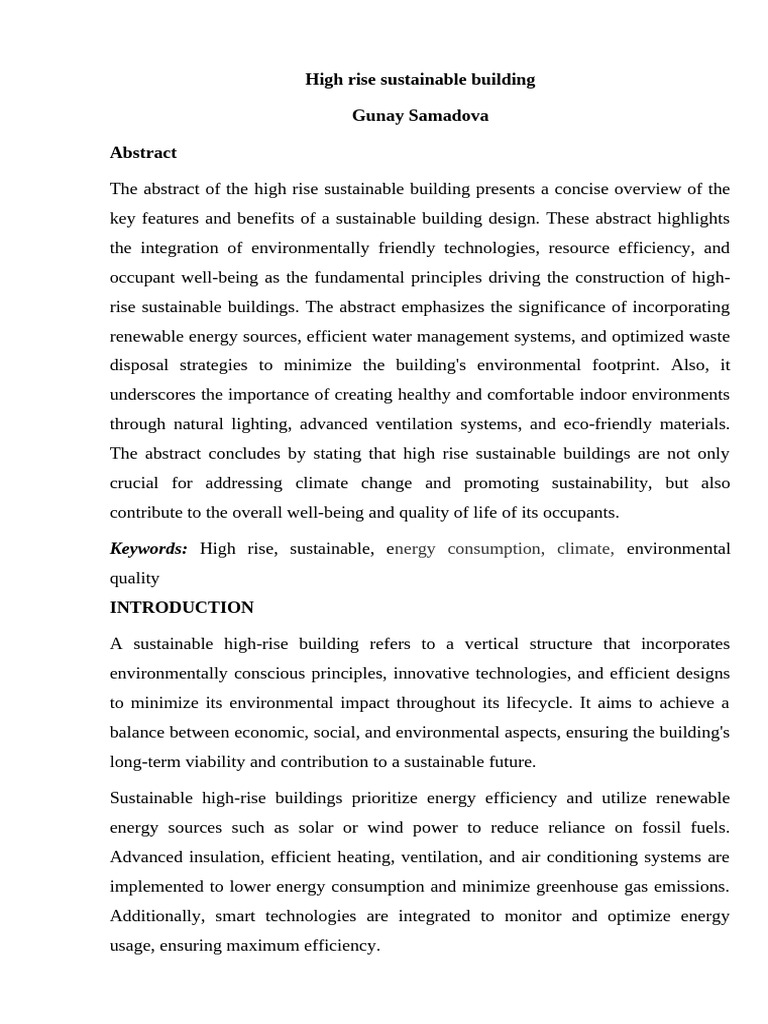 View of Sustainable High-Rise Building Objectives | PDF | Green Building ...