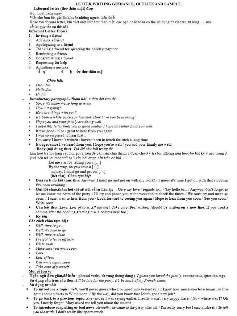 Informal Letter Writing Guide | PDF