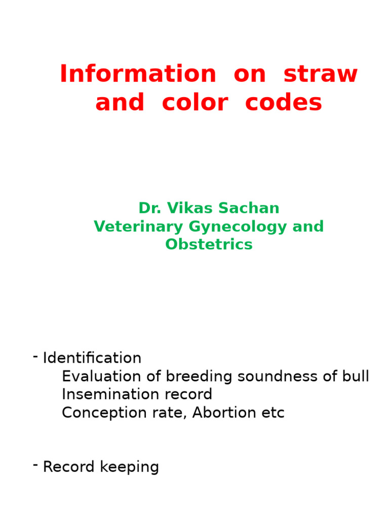 Cattle AI Straw and Color Codes Guide | PDF