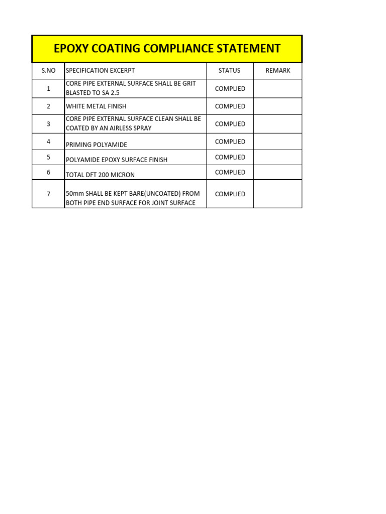 Epoxy Coating Compliance Statement 21.12.2022 | PDF