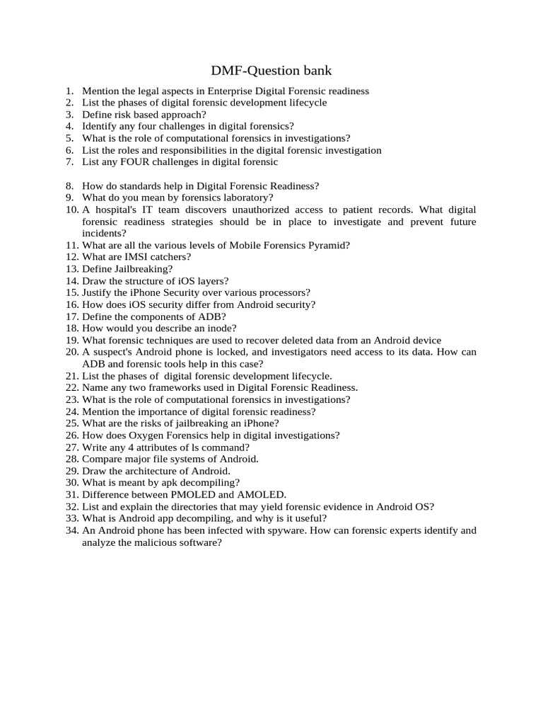 DMFquestion Bank | PDF