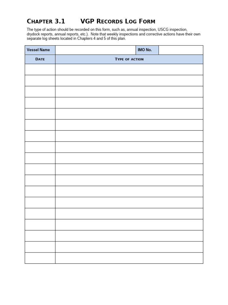 VGP Records Log Form Guide | PDF