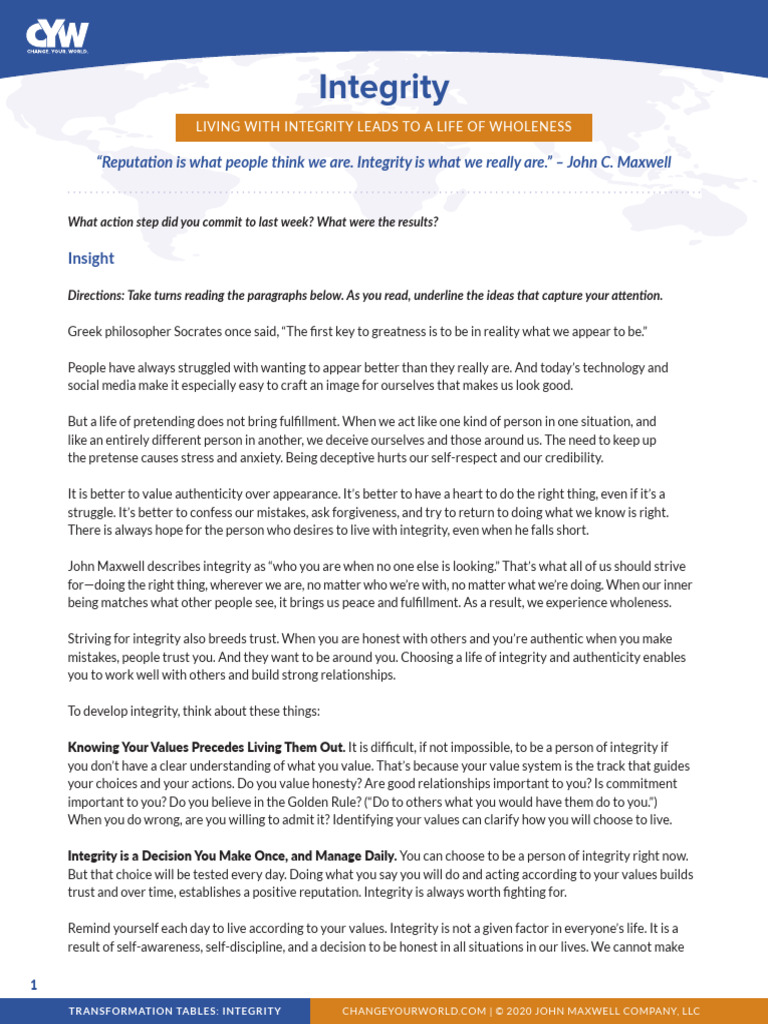 Guardrails for Living with Integrity | PDF | Integrity