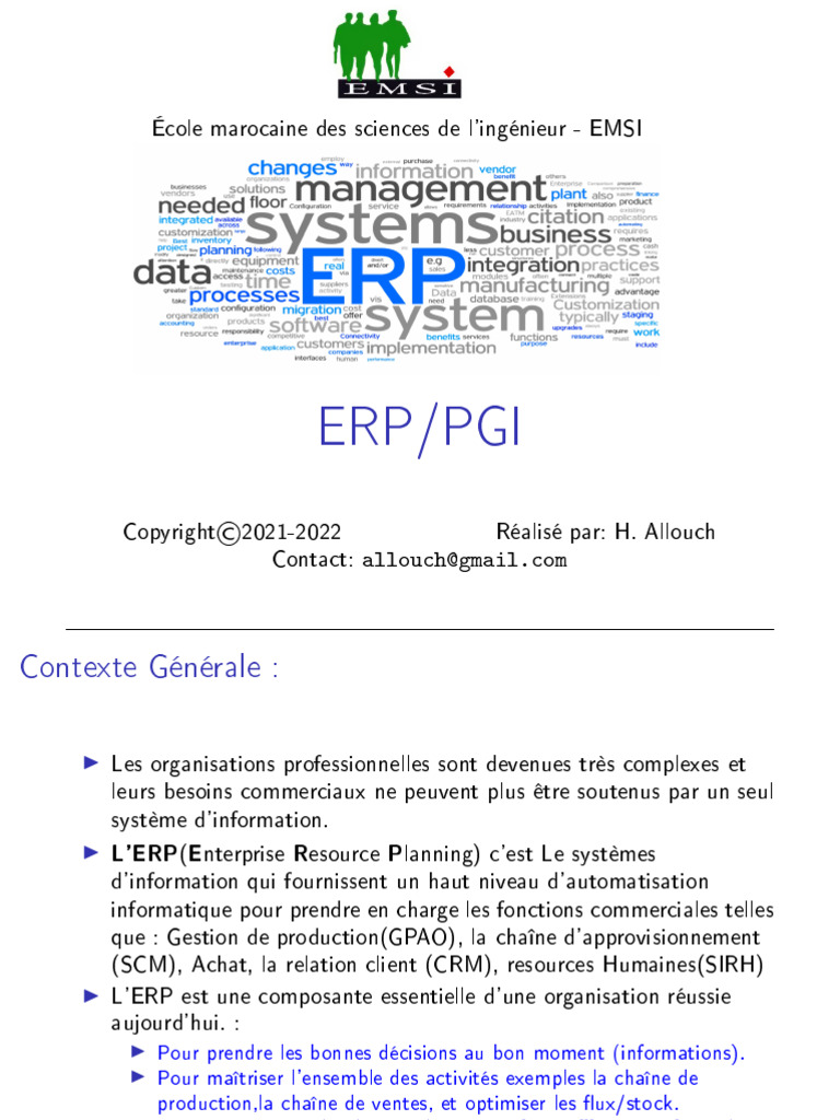 Introduction aux systèmes ERP en entreprise | PDF | Progiciel de ...