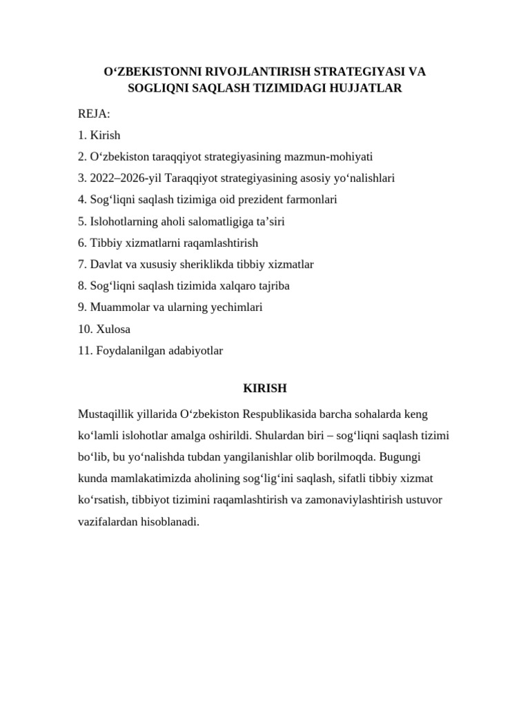 Referat 1 15varoq Tayyor | PDF
