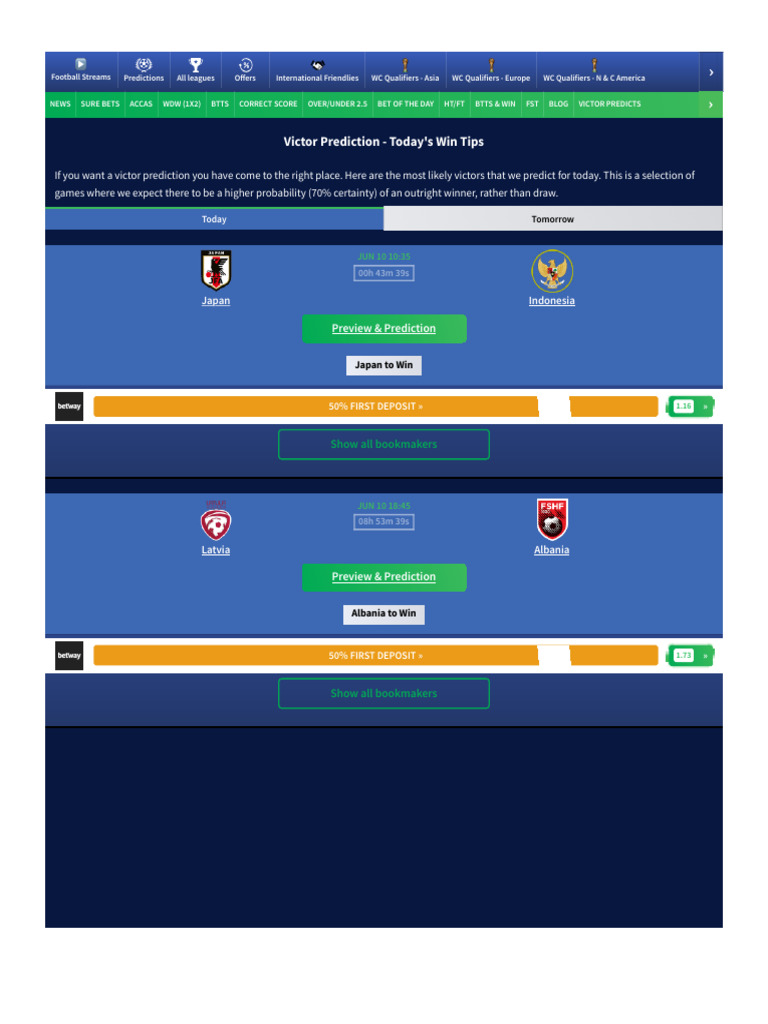 Victor Predicts ? Win Tip Predictions | PDF | Association Football