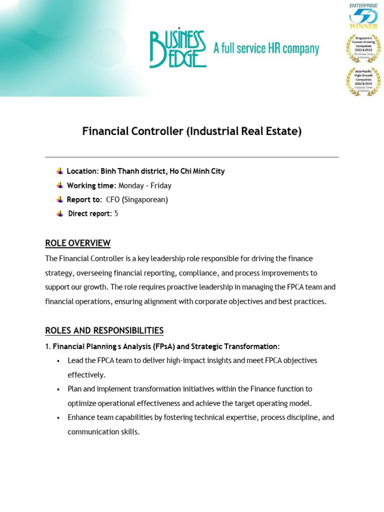 BEPS - Financial Controller (Real Estate) Ho Chi Minh | PDF ...