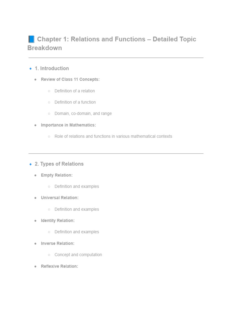 Relations and Functions Overview | PDF | Function (Mathematics ...