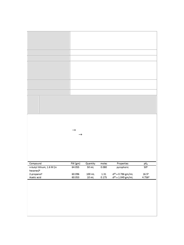 n-Butyllithium Quenching SOP | PDF | Hazards | Laboratories