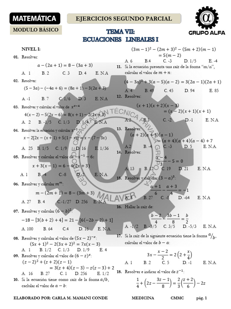 Ejercicios Segundo Parcial: Modulo Básico | PDF | Matemáticas | Objetos ...