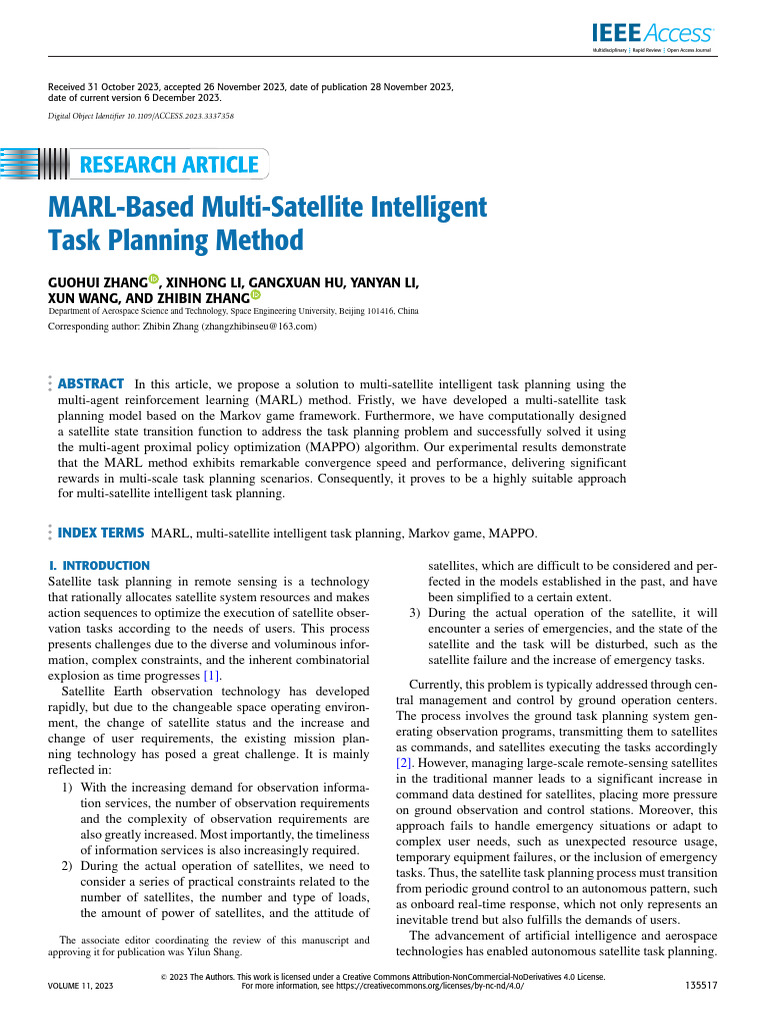 MARL-Based Multi-Satellite Intelligent Task Planning Method | PDF ...