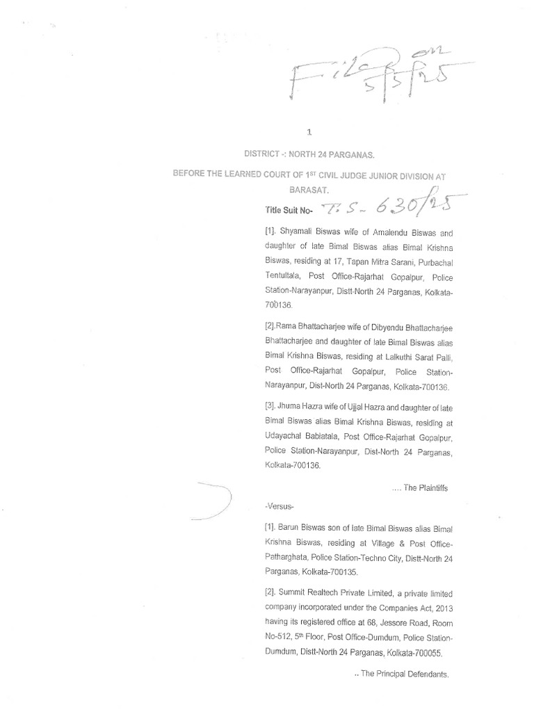 T.S - 630 of 2025 Injunction Application | PDF