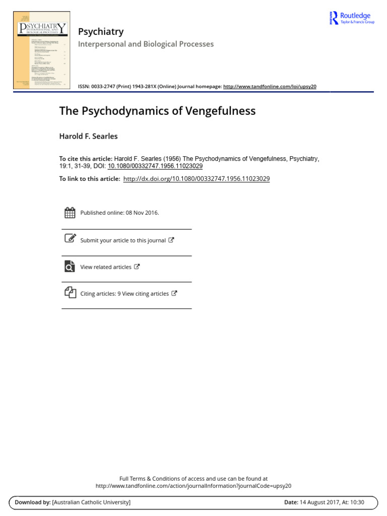 Psychodynamics of Vengefulness Explained | PDF | Psychiatry ...