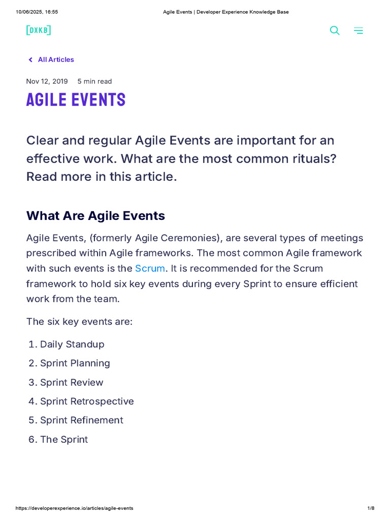 Agile Events - Developer Experience Knowledge Base | PDF | Scrum ...
