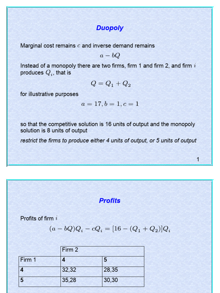 Understanding Duopoly and Game Theory Concepts | PDF | Auction | Economics