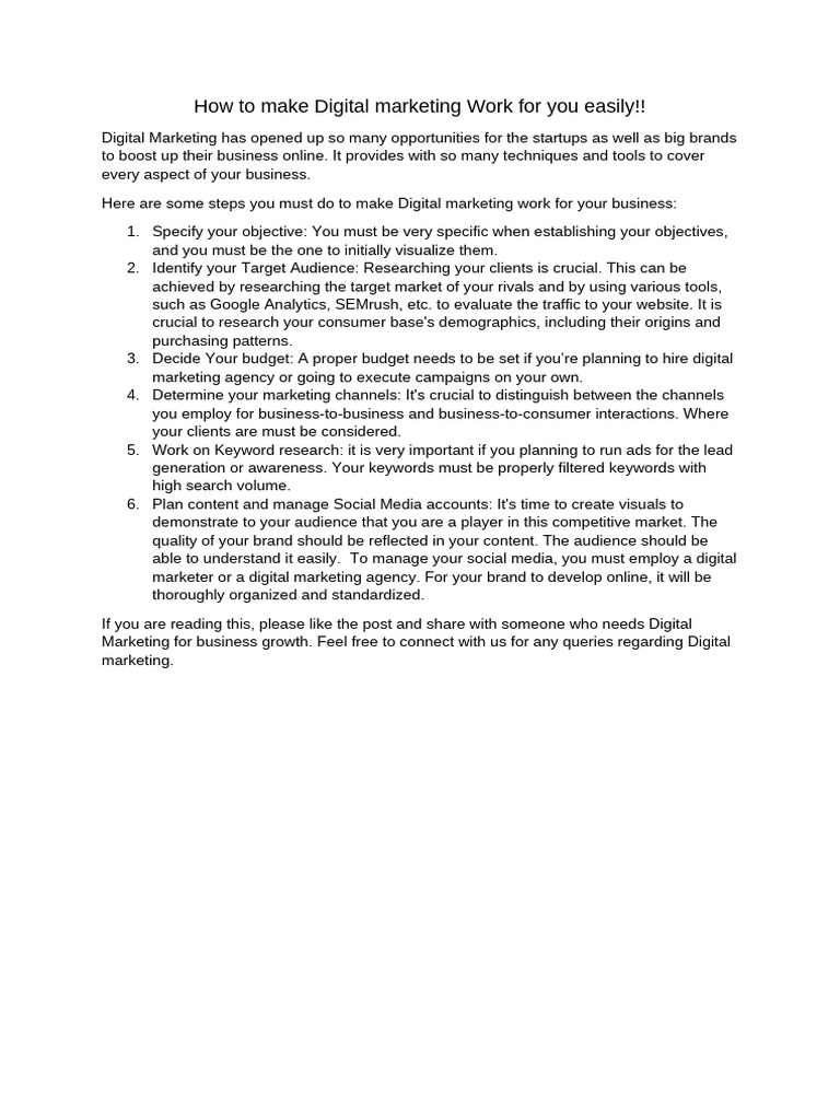 How To Make Digital Marketing Work For You Easily | PDF