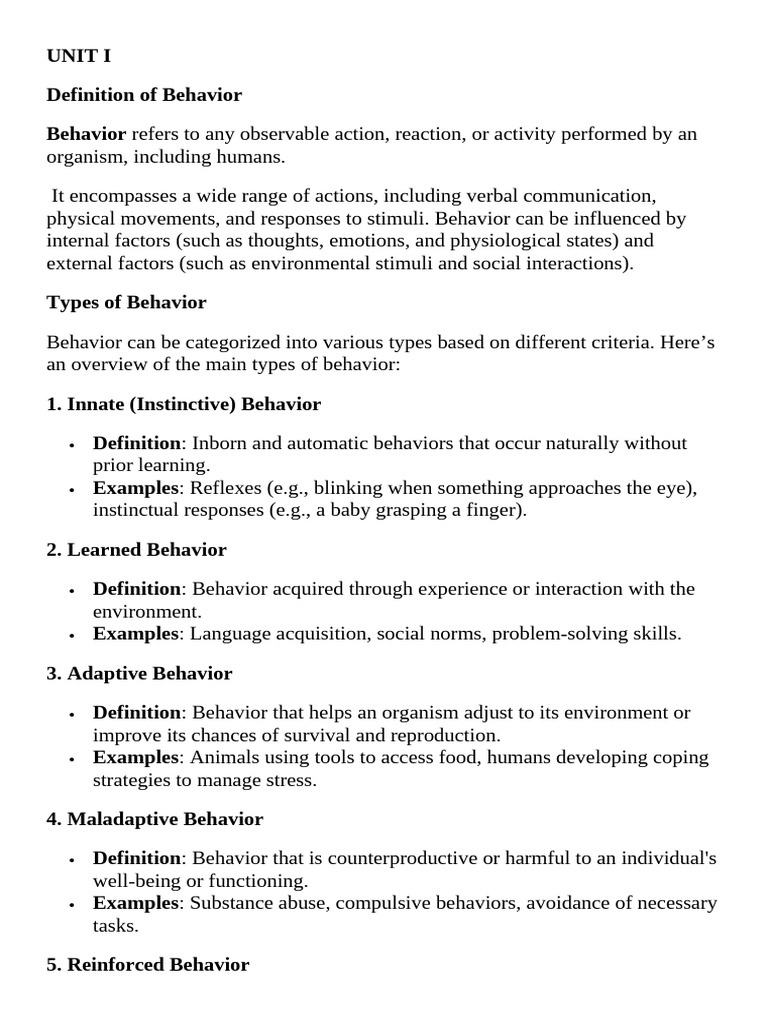 Understanding Types of Behavior in Psychology | PDF | Psychology ...