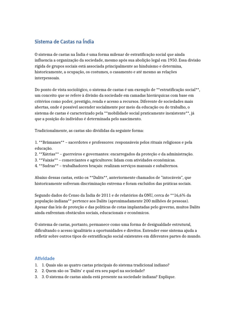 Sistema de Castas Na India | PDF | Dalit | Casta