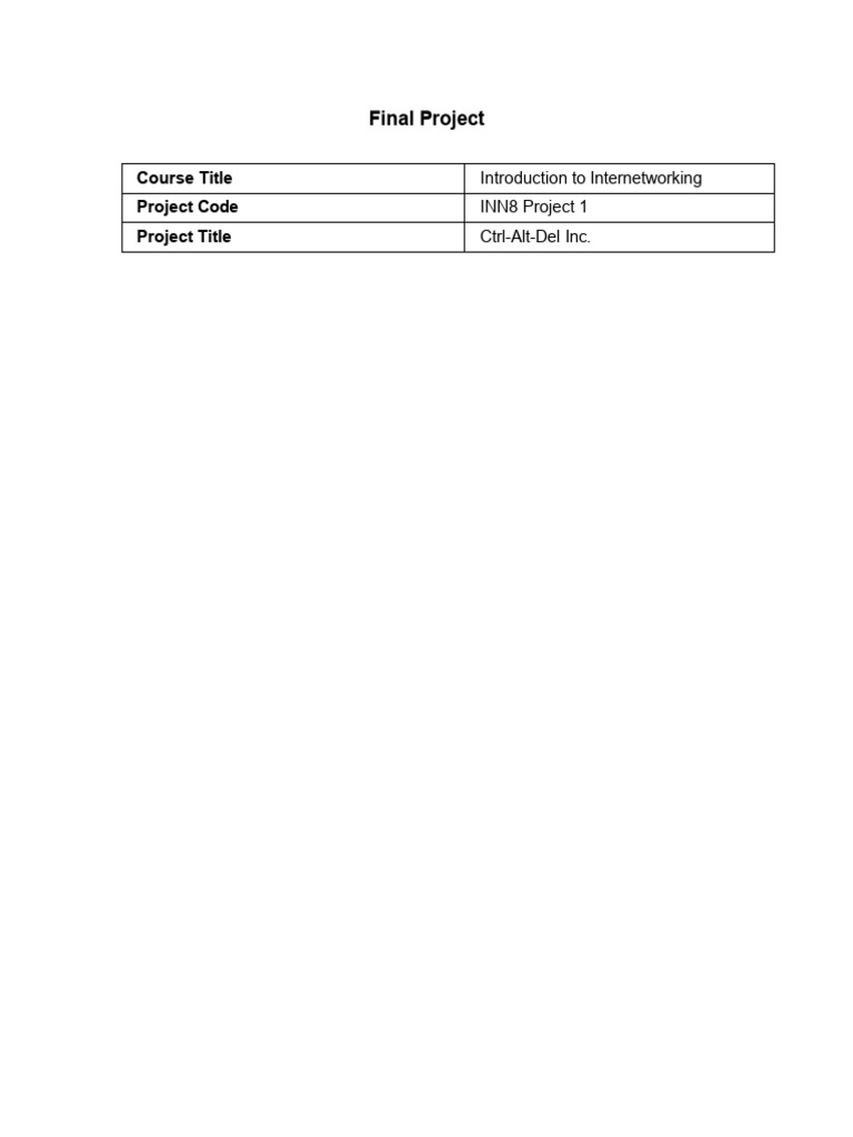 INN8 v1-0 Project 1 2018-1012 | PDF | Ip Address | Internet Protocols
