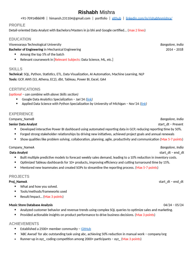 Rishabh Mishra: Data Analyst Portfolio | PDF | Data Analysis | Data Science