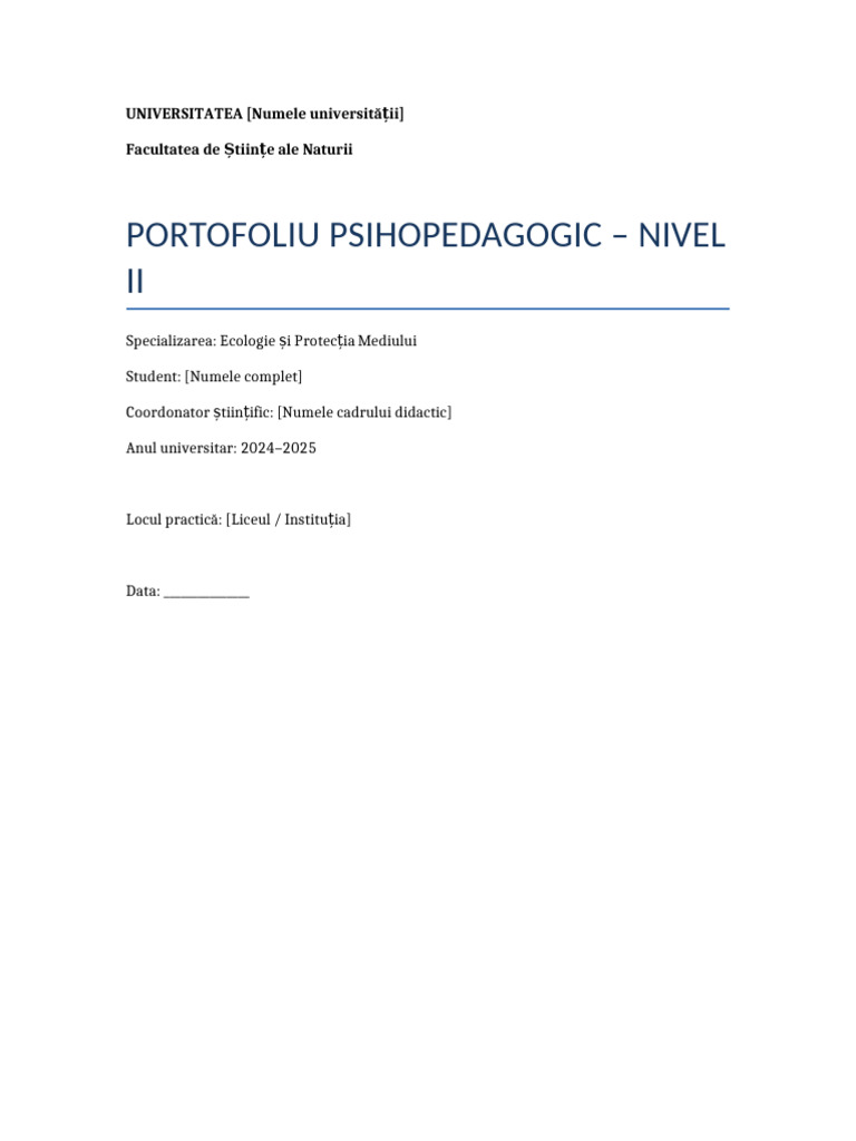 Portofoliu Complet Final 2025 Cu Materiale Suplimentare | PDF