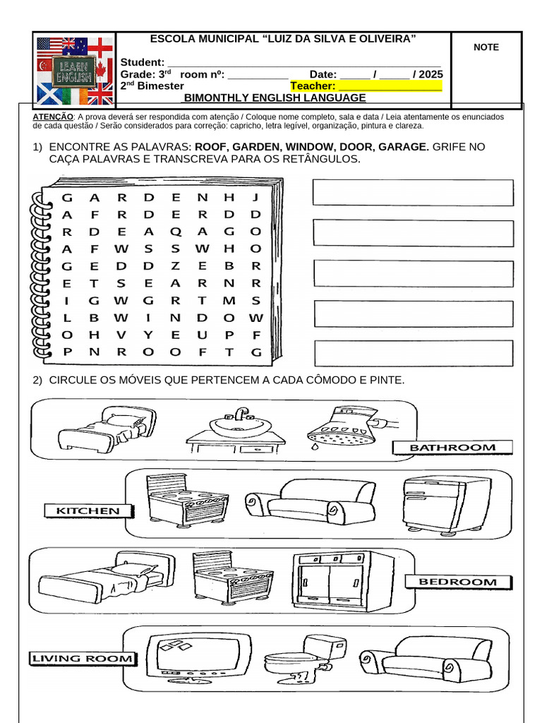 Prova de Inglês - 3º Ano Bimestre 2 | PDF