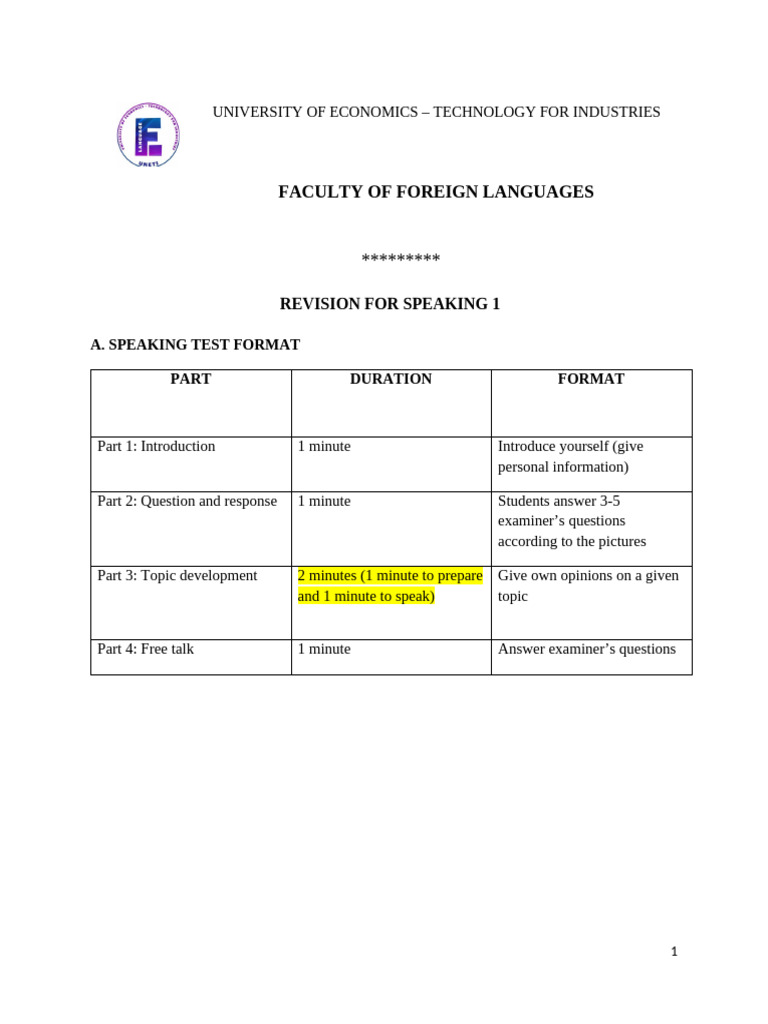 Speaking Test Format and Strategies | PDF | Phrase | Word