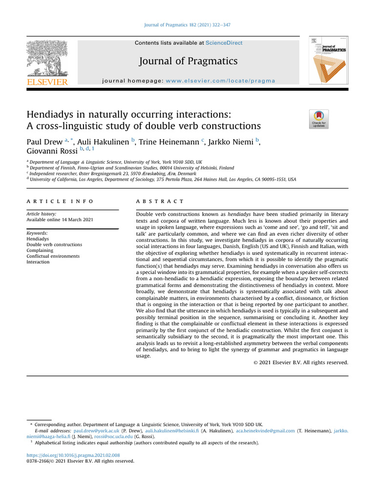 Hendiadys in Spoken Language Interactions | PDF | Linguistics ...