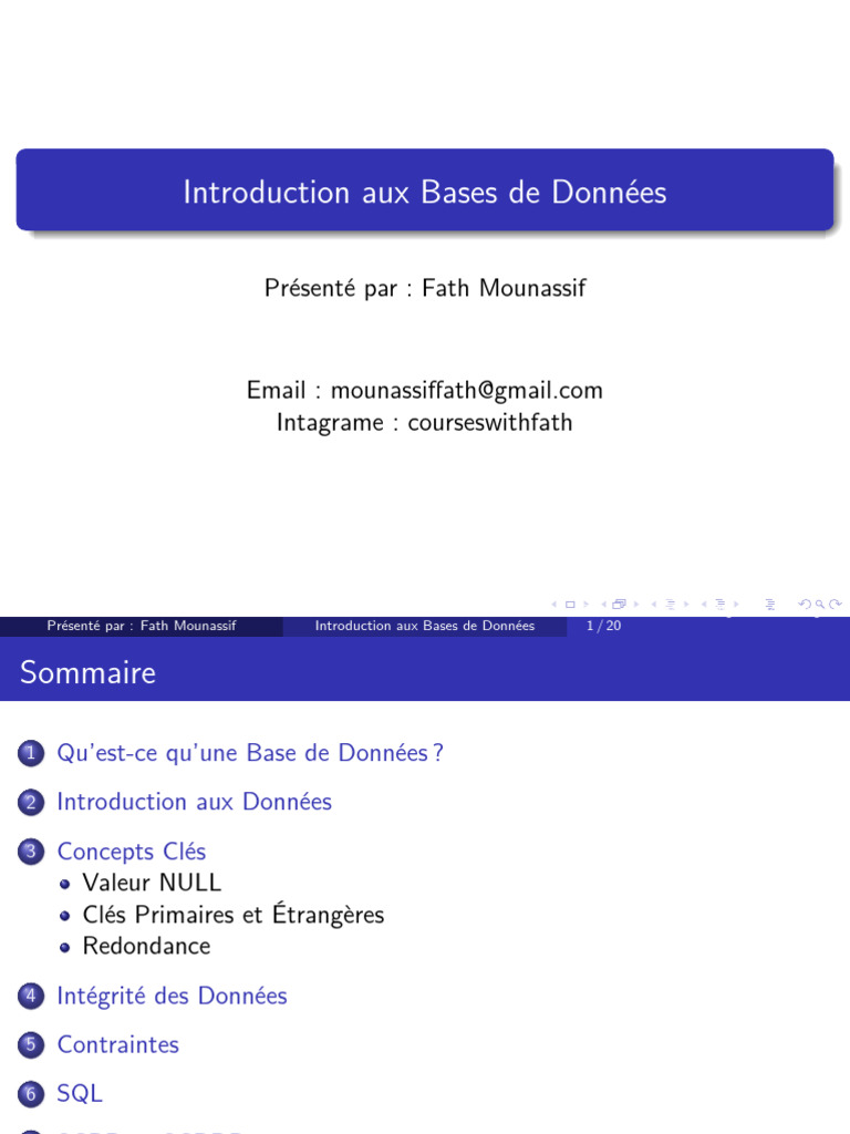 Introduction aux Bases de Données | PDF | SQL | Base de données ...