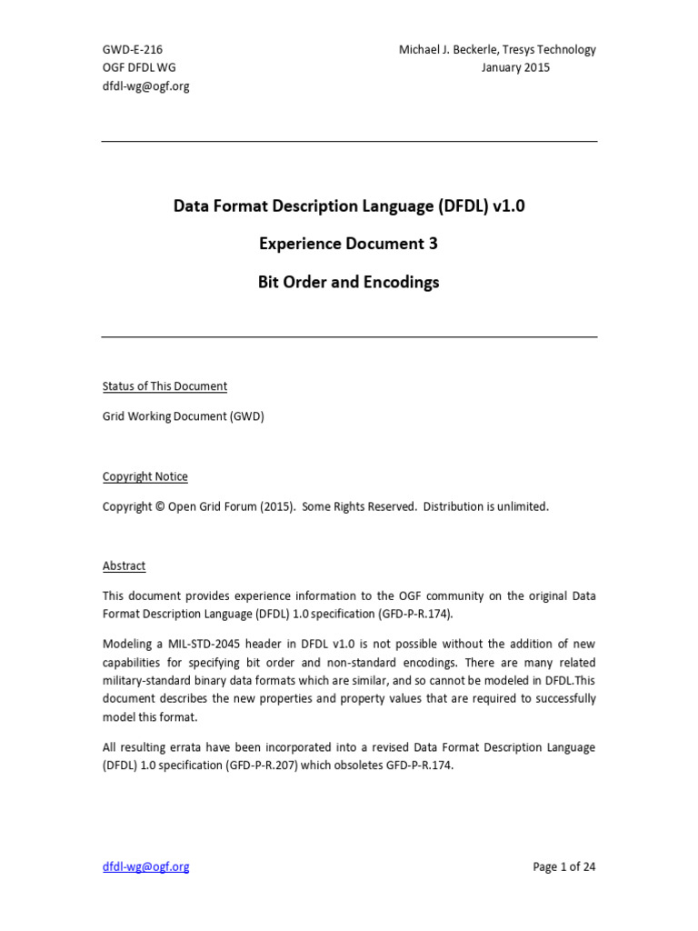 DFDL v1.0: Bit Order and Encodings | PDF | Character Encoding | Bit