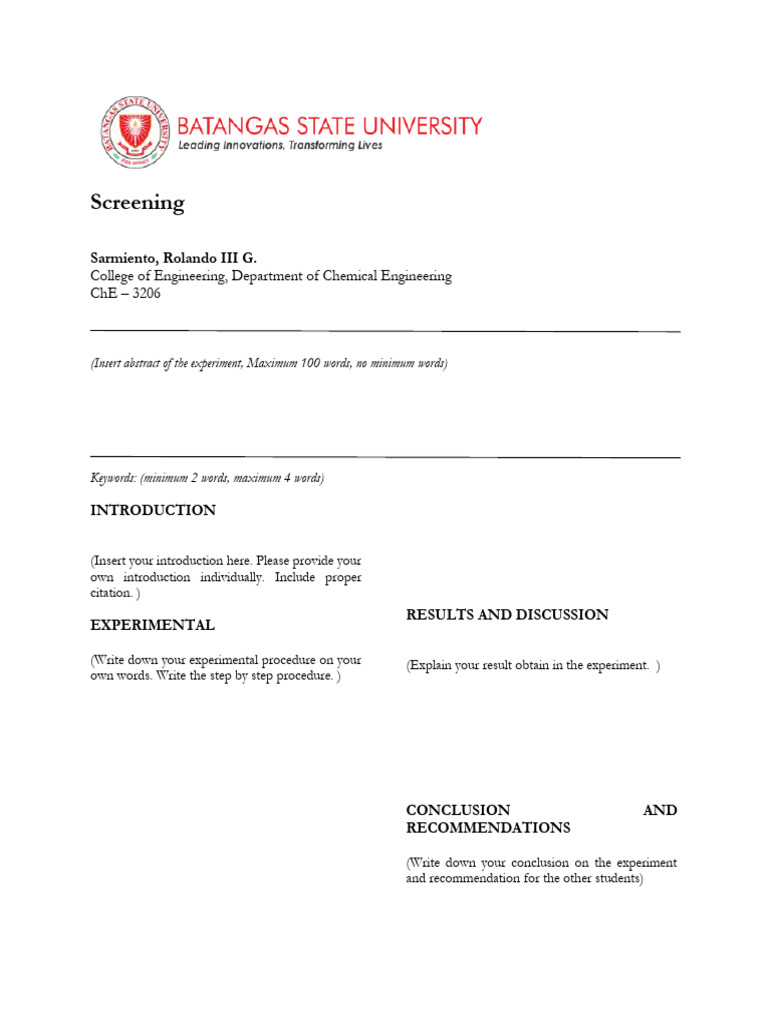 Format - Experiment | PDF