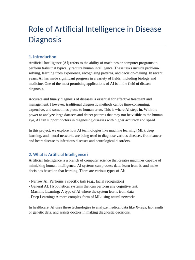 AI in Disease Diagnosis Project | PDF | Artificial Intelligence ...