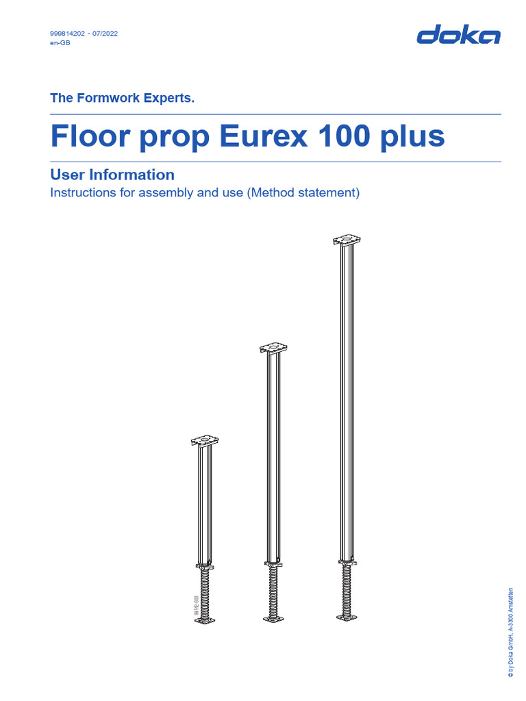 Eurex 100 Plus Floor Prop User Guide | PDF | Safety | Scaffolding