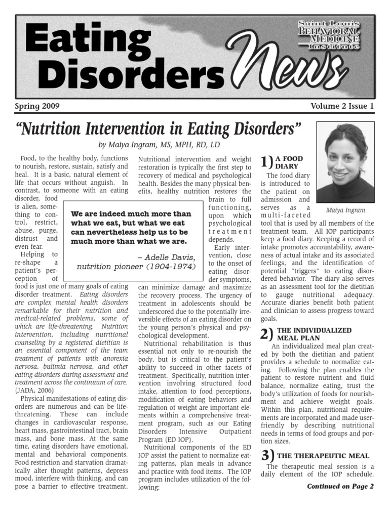 Nutrition Intervention for Eating Disorders | PDF | Eating Disorder ...