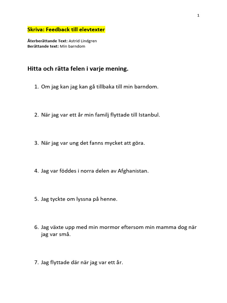 Feedback Till Elev Texter | PDF