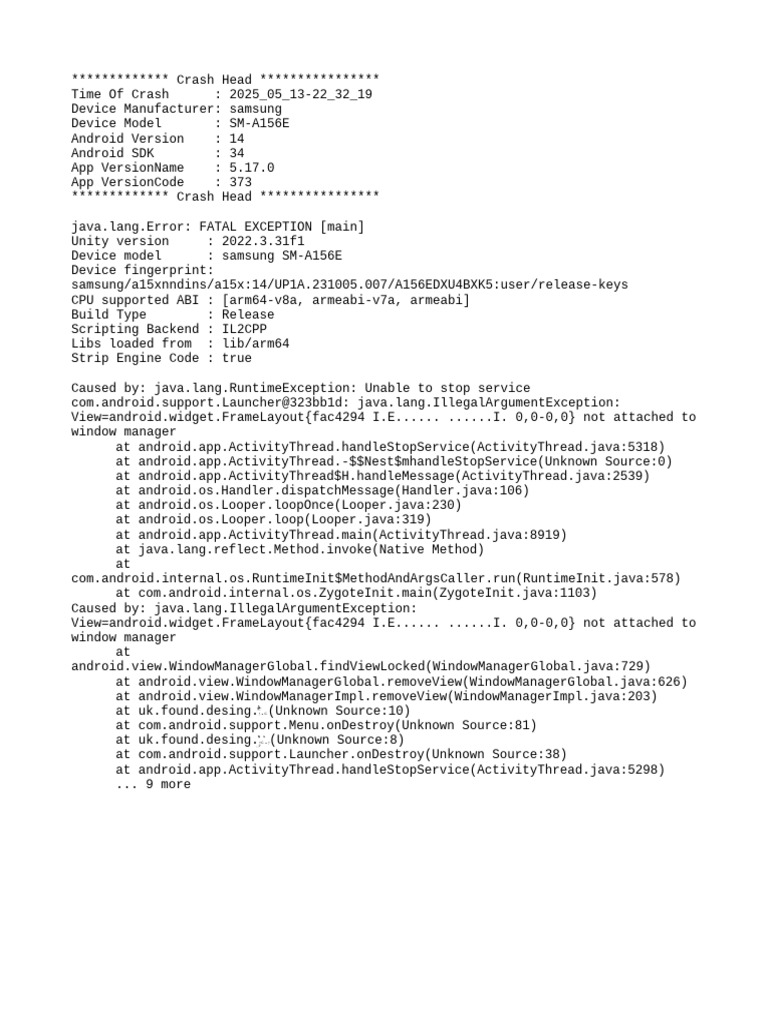 Malum Menu Crash Report 2025 | PDF