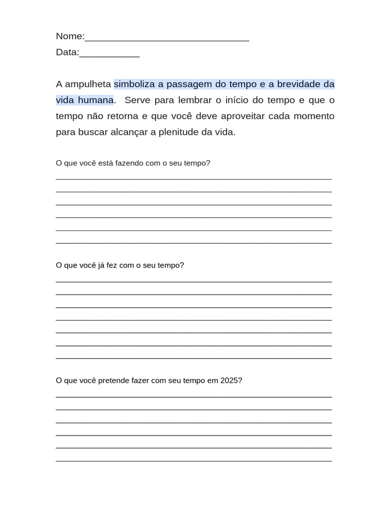 Reflexões sobre o Tempo e a Vida | PDF