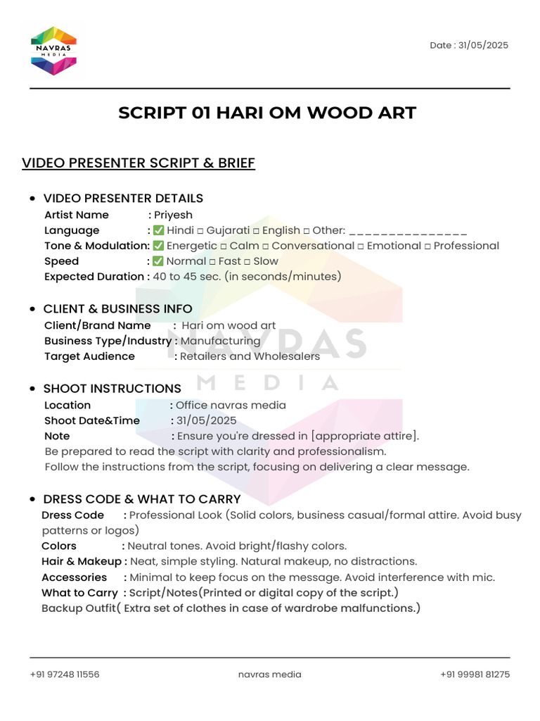 Script 01 Hari Om Wood Art For Priyesh | PDF