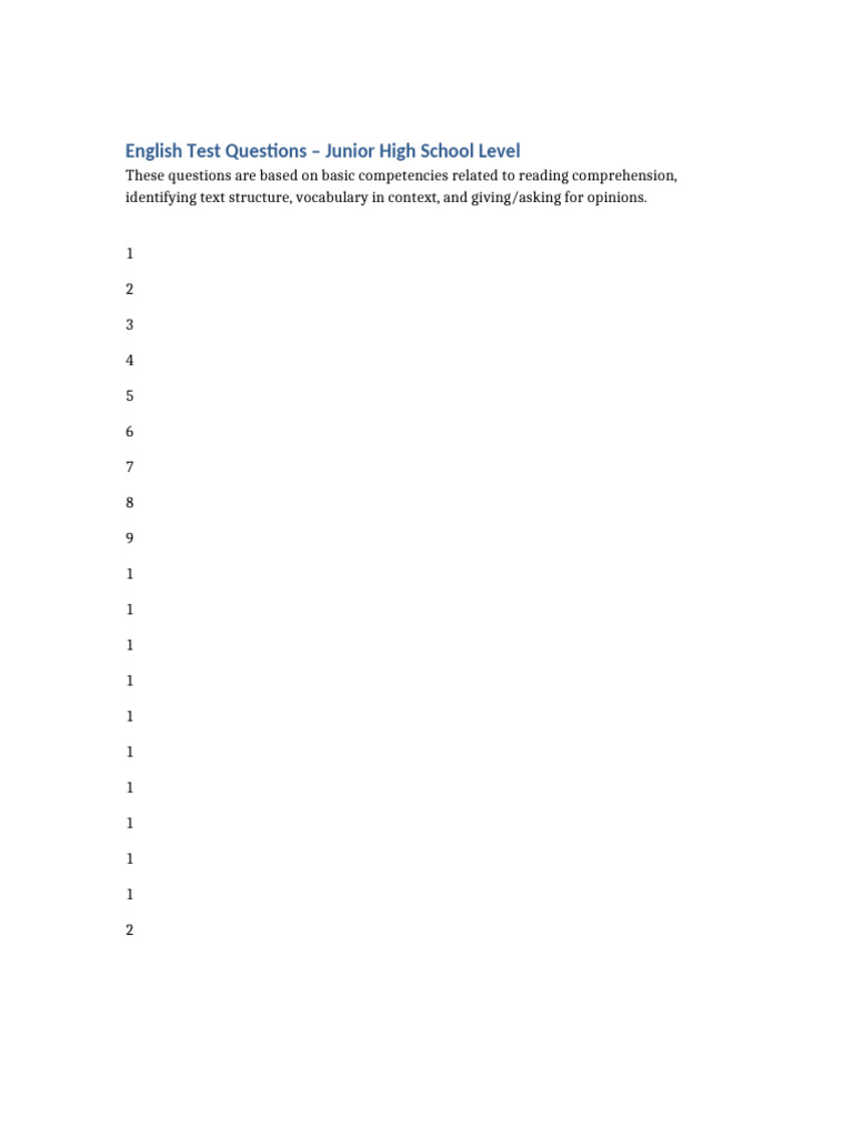 SMP English Questions | PDF
