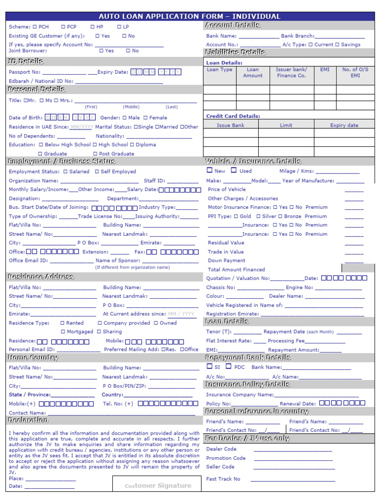Auto Loan Application | PDF | Insurance | Financial Services