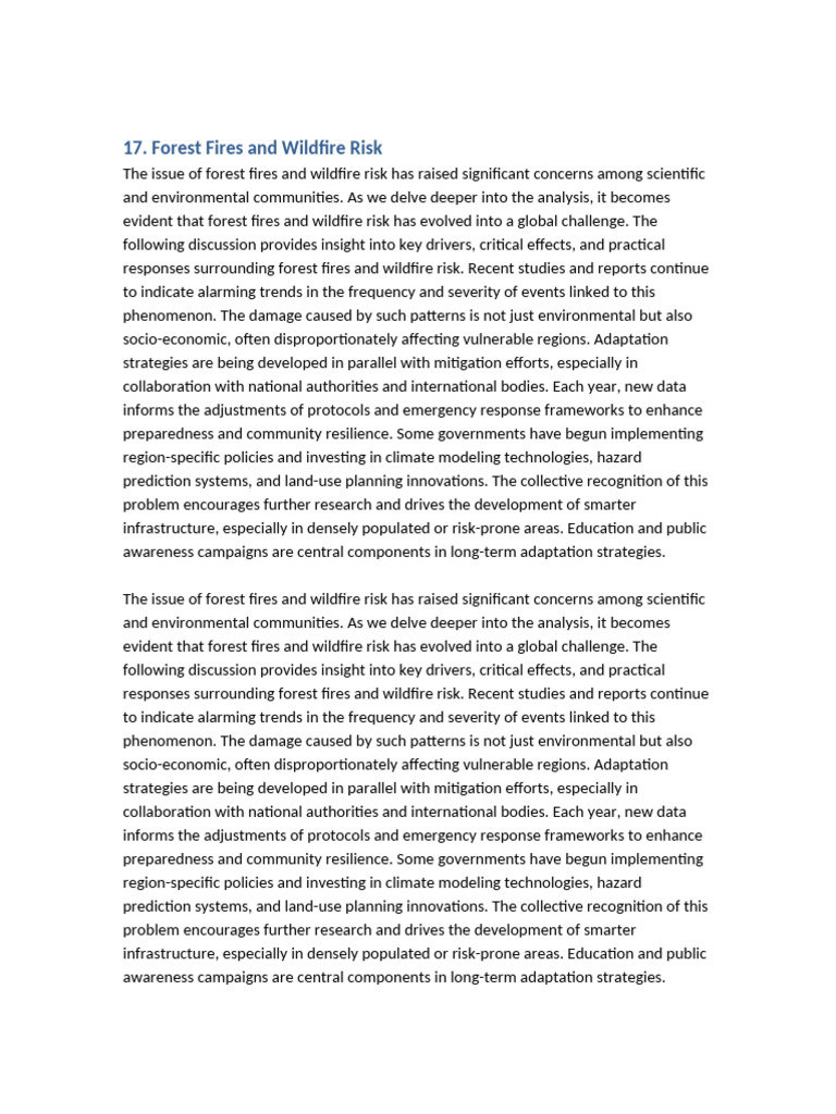 017 Forest Fires and Wildfire Risk V2 | PDF | Wildfire | Climate Resilience