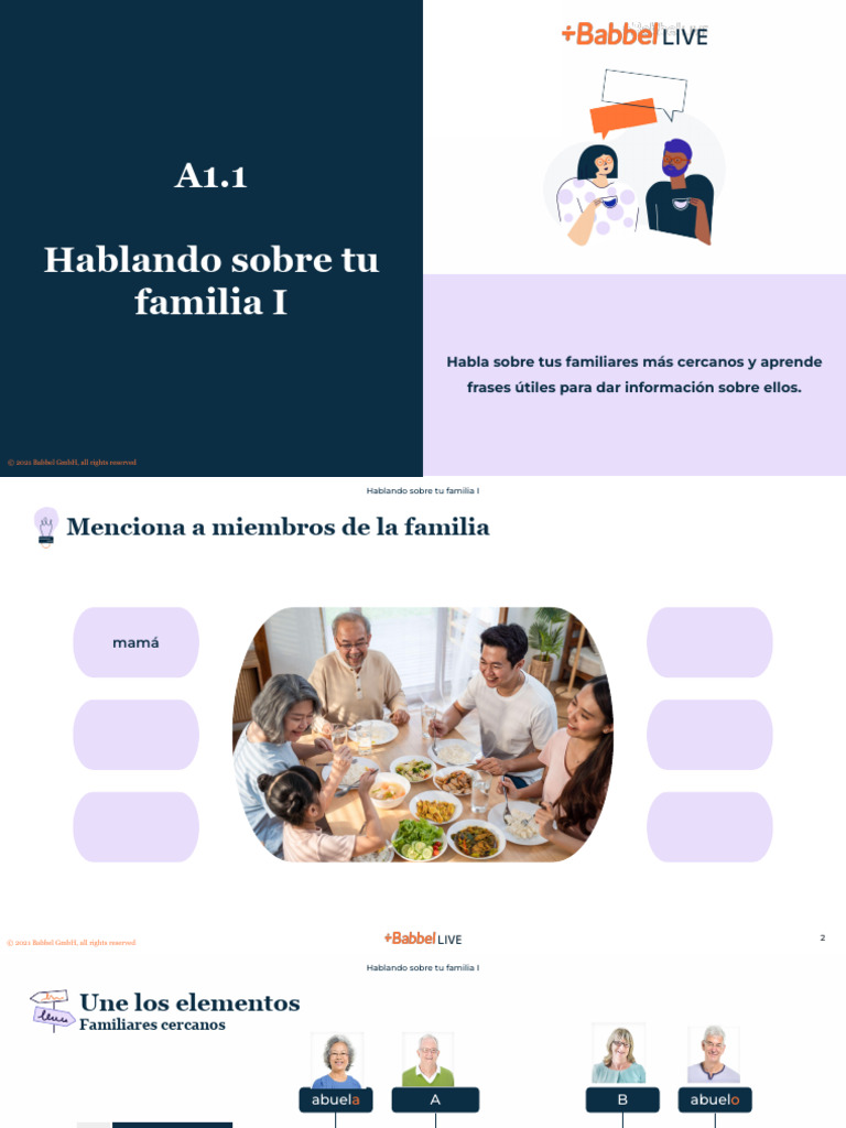 Hablando de la familia en español | PDF