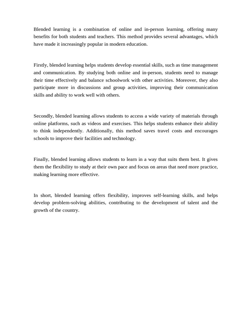 Blended Learning Is A Combination of Online and in | PDF